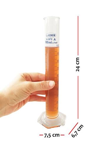 ACHEM 100ml Cam Mezür Uzun Form Renkli Skala