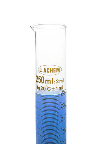 ACHEM 250ml Cam Mezür Uzun Form Kırmızı Skala