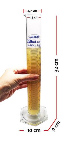 ACHEM 250ml Cam Mezür Uzun Form Mavi Skala