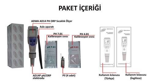 ADWA AD14 PH ORP Sıcaklık Ölçer Taşınabilir