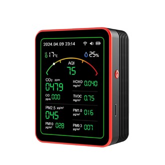 AEK-Tech - AEK-Tech 15'li AQI,TEMP,HUMI,CO2,HCHO,CO,TVOC,PM2.5,PM10,PM1.0,PM0.3 Dedektör Taşınabilir Ev Ofis Hava Kalitesi Ölçüm Cihazı