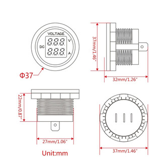 AEK-Tech DC12V/24V Dijital Voltmetre Ampermetre - Thumbnail