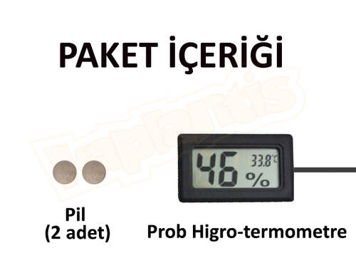 AEK-Tech Dijital Problu Nem Ölçer Termometre (siyah)