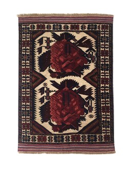 El Sanatları - Afgan Berceste Sumak Kilim Üzerine Kabartma El Dokuması Yün Halı 128x188