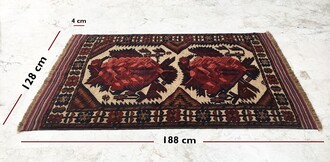 Afgan Berceste Sumak Kilim Üzerine Kabartma El Dokuması Yün Halı 128x188 - Thumbnail