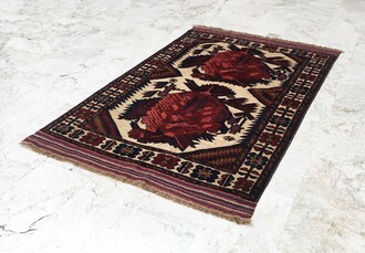 Afgan Berceste Sumak Kilim Üzerine Kabartma El Dokuması Yün Halı 128x188 - Thumbnail