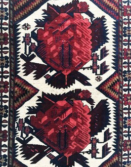 Afgan Berceste Sumak Kilim Üzerine Kabartma El Dokuması Yün Halı 128x188 - Thumbnail