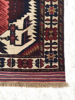 Afgan Berceste Sumak Kilim Üzerine Kabartma El Dokuması Yün Halı 128x188 - Thumbnail