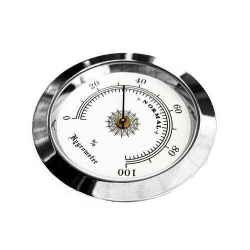 Analog Higrometre Nem Ölçer Humidor Puro Kutusu İçin Metal Çerçeve Beyaz 50mm