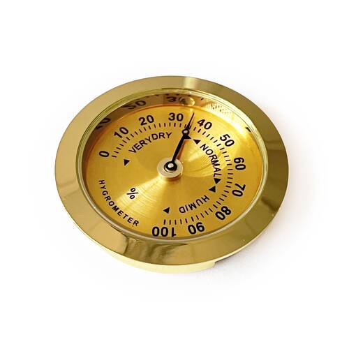 Analog Higrometre Nem Ölçer Humidor Puro Kutusu İçin Metal Çerçeve Sarı 37mm