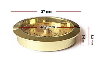 Analog Higrometre Nem Ölçer Humidor Puro Kutusu İçin Metal Çerçeve Sarı 37mm - Thumbnail