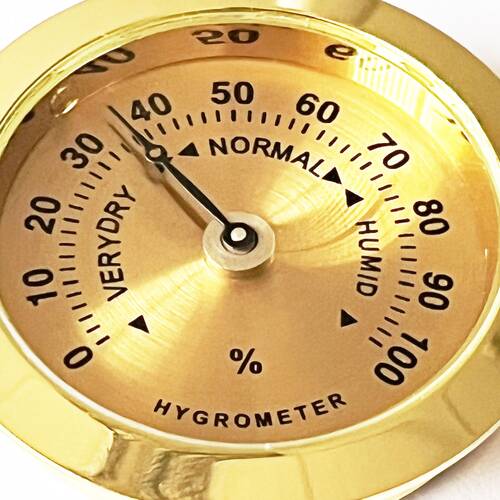 Analog Higrometre Nem Ölçer Humidor Puro Kutusu İçin Metal Çerçeve Sarı 37mm