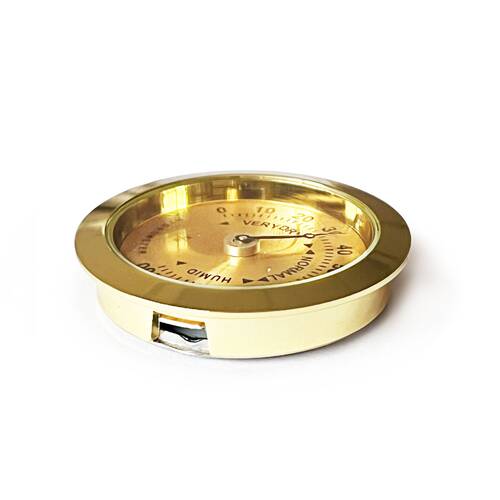 Analog Higrometre Nem Ölçer Humidor Puro Kutusu İçin Metal Çerçeve Sarı 37mm