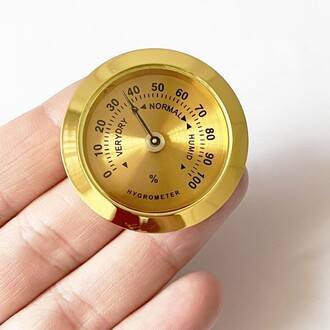 Analog Higrometre Nem Ölçer Humidor Puro Kutusu İçin Metal Çerçeve Sarı 37mm - Thumbnail