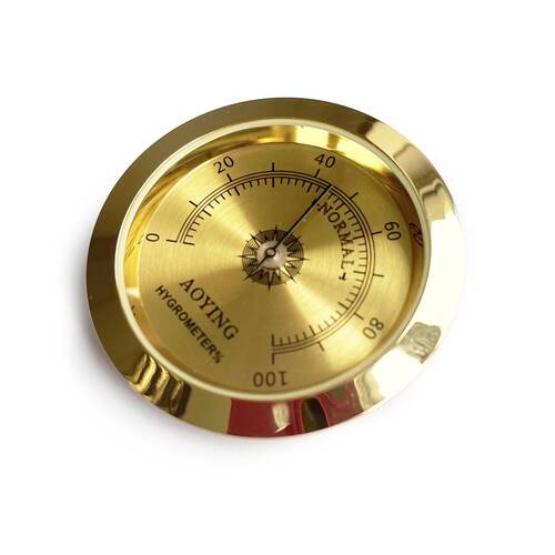 Analog Higrometre Nem Ölçer Humidor Puro Kutusu İçin Metal Çerçeve Sarı 50mm