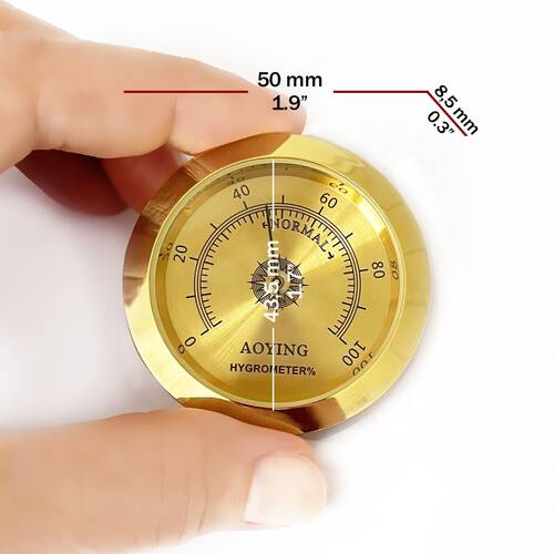 Analog Higrometre Nem Ölçer Humidor Puro Kutusu İçin Metal Çerçeve Sarı 50mm