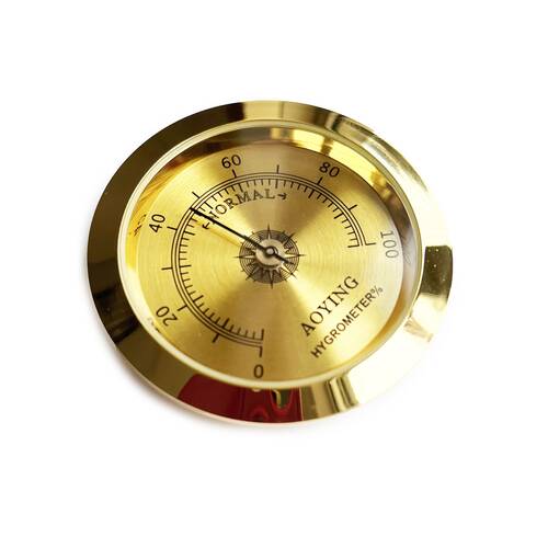 Analog Higrometre Nem Ölçer Humidor Puro Kutusu İçin Metal Çerçeve Sarı 50mm