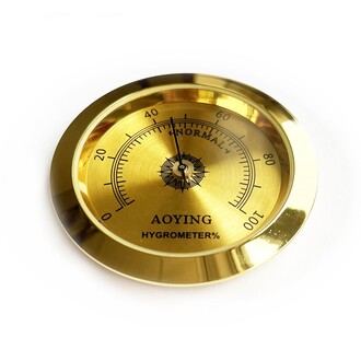 Analog Higrometre Nem Ölçer Humidor Puro Kutusu İçin Metal Çerçeve Sarı 50mm - Thumbnail