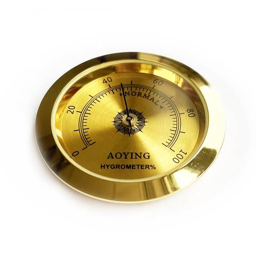 Analog Higrometre Nem Ölçer Humidor Puro Kutusu İçin Metal Çerçeve Sarı 50mm