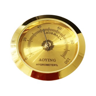 Analog Higrometre Nem Ölçer Humidor Puro Kutusu İçin Metal Çerçeve Sarı 50mm - Thumbnail