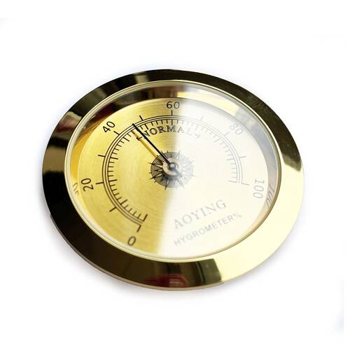 Analog Higrometre Nem Ölçer Humidor Puro Kutusu İçin Metal Çerçeve Sarı 50mm