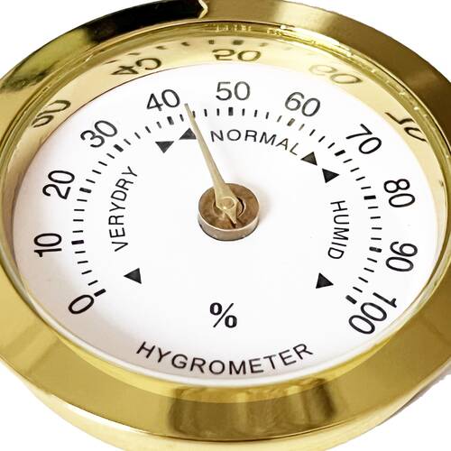 Analog Higrometre Nem Ölçer Humidor Puro Kutusu İçin Metal Çerçeve Sarı-Beyaz 37mm