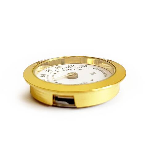 Analog Higrometre Nem Ölçer Humidor Puro Kutusu İçin Metal Çerçeve Sarı-Beyaz 37mm