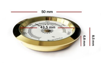 Analog Higrometre Nem Ölçer Humidor Puro Kutusu İçin Metal Çerçeve Sarı-Beyaz 50mm - Thumbnail