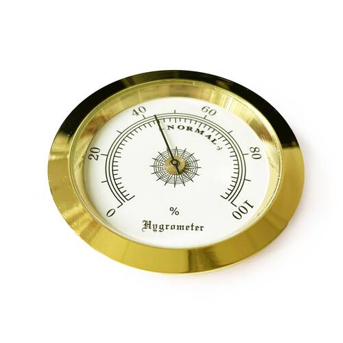 Analog Higrometre Nem Ölçer Humidor Puro Kutusu İçin Metal Çerçeve Sarı-Beyaz 50mm