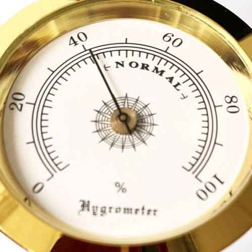 Analog Higrometre Nem Ölçer Humidor Puro Kutusu İçin Metal Çerçeve Sarı-Beyaz 50mm