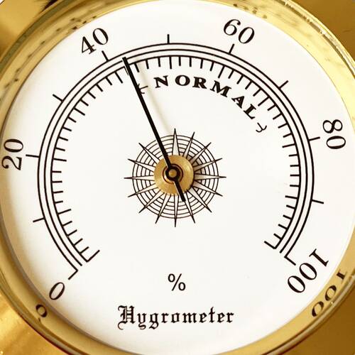 Analog Higrometre Nem Ölçer Humidor Puro Kutusu İçin Metal Çerçeve Sarı-Beyaz 50mm