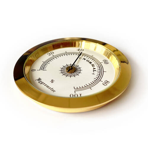 Analog Higrometre Nem Ölçer Humidor Puro Kutusu İçin Metal Çerçeve Sarı-Beyaz 50mm