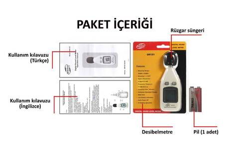 BENETECH Ses Seviyesi Desibel Ölçer Desibelmetre