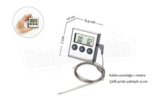 BNJ-24 Dijital Alarmlı Saplamalı Termometre Zamanlayıcı