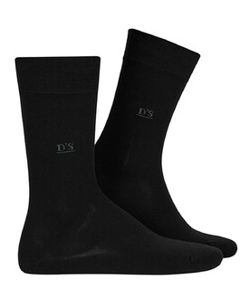 D'S Damat - D'S Damat Men Bamboo Socks Plain Pattern Black 40-44