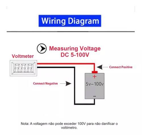 Dijital Voltmetre DC4-100V Mavi Araç Karavan Motorsiklet Yat Tekne