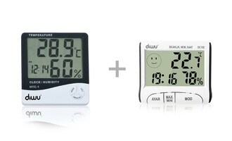 Diwu - Diwu HTC-1 and DC102 Thermometer Hygrometer and Clock Set