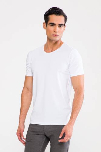 D'S DAMAT Trendy Bisiklet Yaka T-Shirt Beyaz