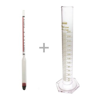 Eurodensimeter - Eurodensimeter 0-100 20C Alcoholmeter and 250ml Glass Measure Set