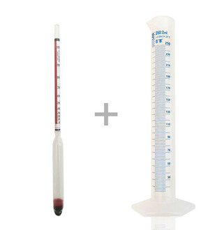 Eurodensimeter - Eurodensimeter 0-100 Alcoholmeter and ISOLAB 250ml Pastic Measure Set