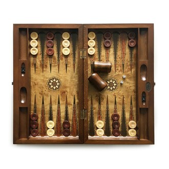 Helena Wood Art - Handmade Wooden Backgammon Set Asya Mazel Wide with Numerator