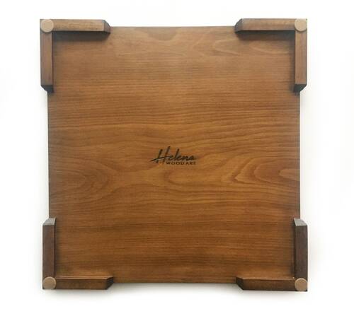 Helena Wood Art El Yapımı Ahşap Satranç Tablası Kızıl