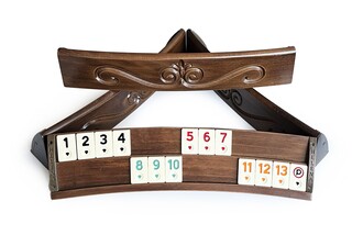 Helena Wood Art - Elliptic Massive Wood Rummikub Set Handmade Hand Carved, Rummy Cube Set, Okey Game Set, Tile Rummy