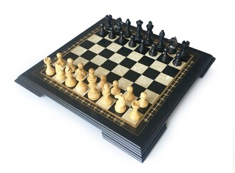 Helena Wood Art - Handmade Wooden Chess Set Dark With Wooden Chess Figures (42 cm / 16.5")