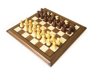 Helena Wood Art - Helena Wood Art Masif Ceviz Sedefli Dama Takımı 40 cm Kahve-50mm