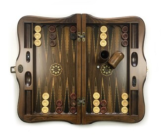 Helena Wood Art - Hand Carved Massive Wood Backgammon Set Handmade Mazel