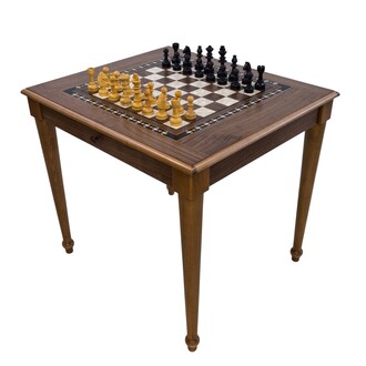 Helena Wood Art - Helena Wood Art Chess Table with Drawer Walnut