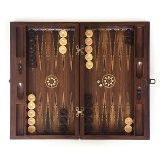 Helena Wood Art - Handmade Smarty Carved Natural Walnut Veneer Backgammon Set