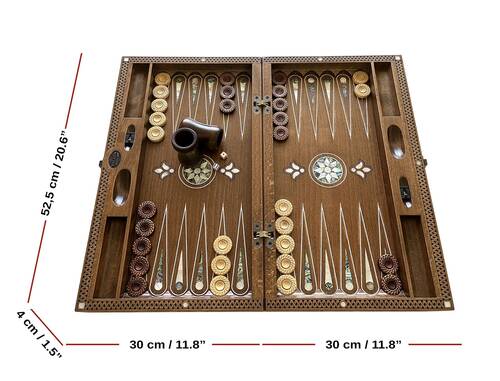 Helena Wood Art Topkapı Sedef Kakma Oymalı Nakışlı Ahşap Tavla Seti