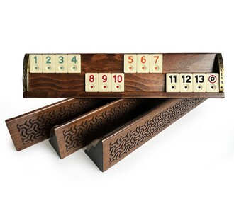 Helena Wood Art - Handmade Massive Wood Natural VIP Carved Costantia Rummikub Set - Rummy Set,Okey Game Set - Tile Rummy